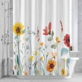 thumbnail image 2 of Pastoral Sunflower Shower Curtain for Bathroom, Farmhouse Wild Flowers Leaves Plants Waterproof Cloth Fabric Bathroom Accessories Set with 12 Rust Proof Plastic Hooks, 36"x72", 2 of 9