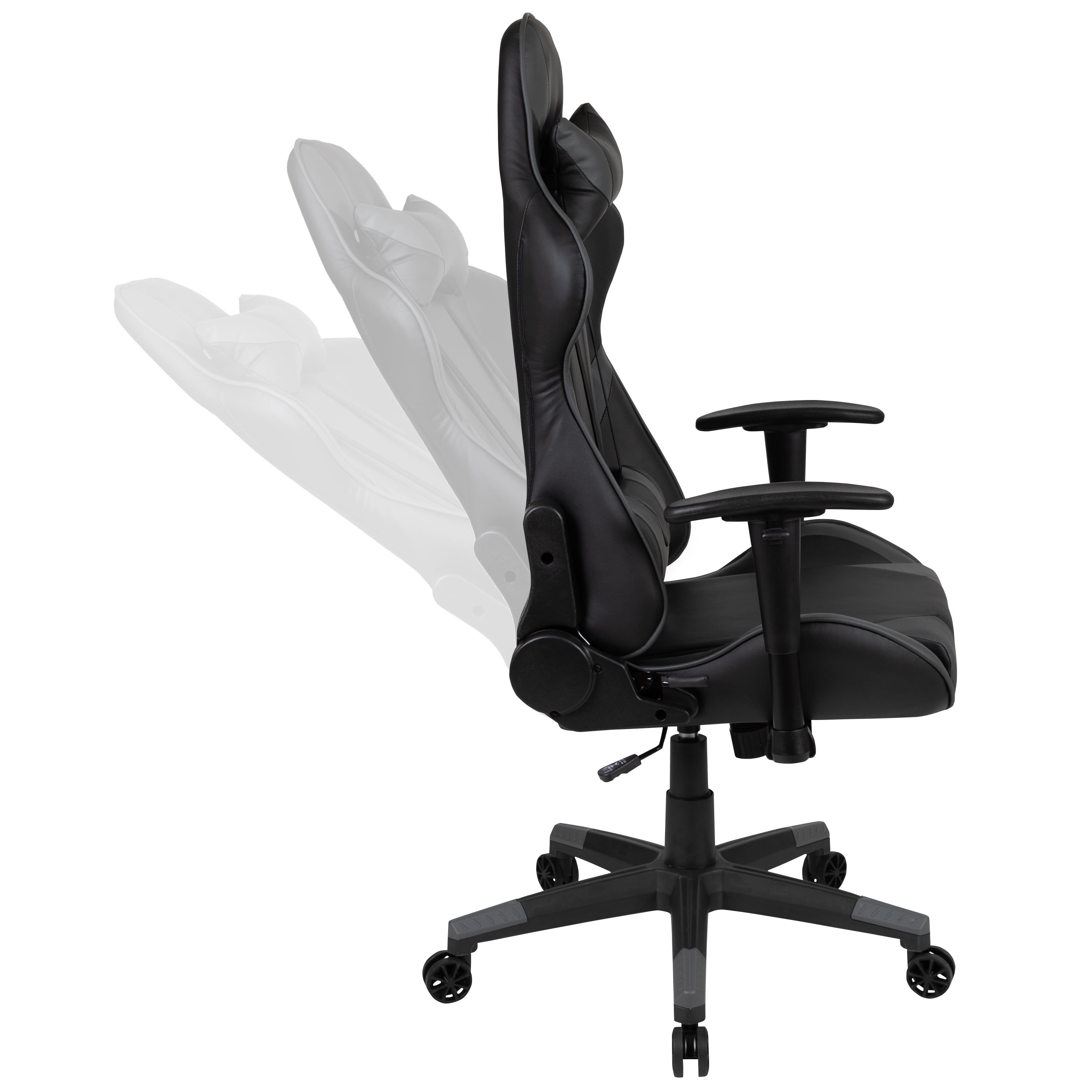 Emma + Oliver Fully Reclining Racing Gaming Ergonomic Chair, Gray LeatherSoft