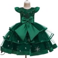thumbnail image 5 of Filles Doux à Manches Courtes Robe d'Été Mode Brodé Grand Arc Taille Haute Enfants Princesse Robe, 5 of 5