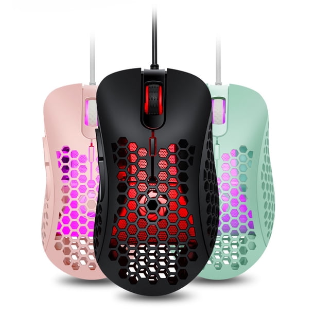 Hoot Computer Mouse Hollow Out Honeycomb Wired Colorful Backlight Gaming Mouse for Desktop ...