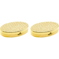 Set of 2 Oval-Shaped Pocket Purse Pill Box & Organizer With Dual Compartments (Gold Pebble)