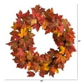 thumbnail image 3 of Nearly Natural Plastic Thanksgiving Maple Leaf Artificial Wreath, 22" (Orange), 3 of 4