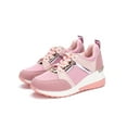 thumbnail image 3 of Eloshman Lady's Soft Low Top Walking Shoes Sports Comfortable Lightweight Wedge Platform Sneakers Pink 6, 3 of 6