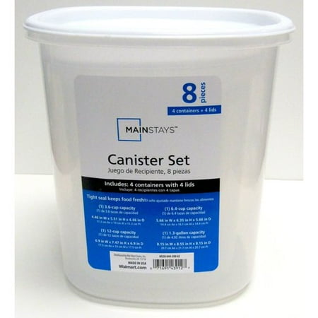 Mainstays Food Storage Canister, White (Set of 4)
