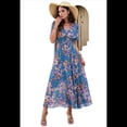 thumbnail image 3 of Vestido Cruzado de Verano para Mujer, con Cuello en V, Floral, Corta, para Invitadas de Boda, Informal, para Fiesta Azul XL, 3 of 10