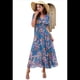 thumbnail image 3 of Vestido Cruzado de Verano para Mujer, con Cuello en V, Floral, Corta, para Invitadas de Boda, Informal, para Fiesta Azul L, 3 of 10