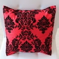 thumbnail image 2 of Flocked Damask Decorative Throw Pillow/Sham Cushion Cover Black on Red, 2 of 2