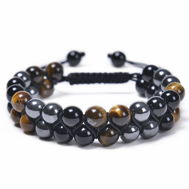 Xihbxyly Pulsera de Hematita, Joyería de Triple Protección Energética, Diseño de Cuentas de Obsidiana Ojo de Tigre, Unisex para Cualquier Ocasión, Regalo Especial para Amigos y Familiares, Elegante J
