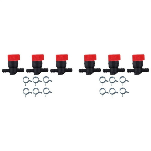 6PCS 494768 698183 Fuel Shut Valve with Clamp for 1/4 Inch Fuel Line Lawn Tractor