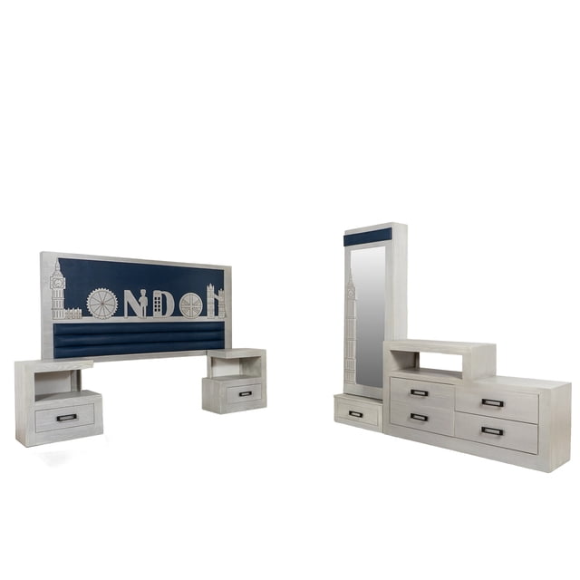 Recamara Kessa Muebles 5 Piezas Marcela Gris