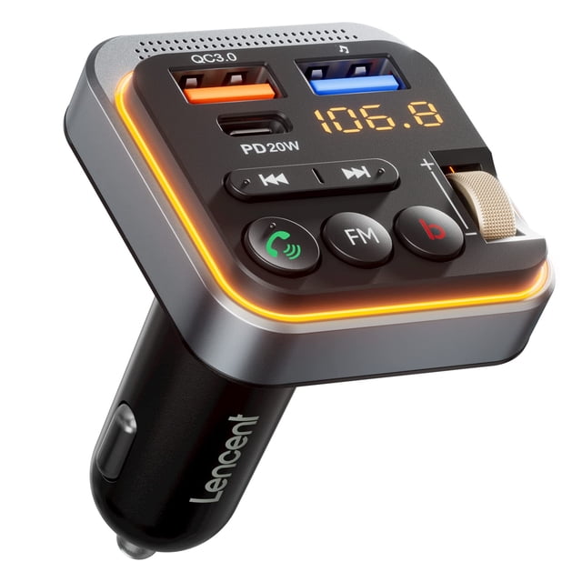Transmisor FM LENCENT Bluetooth 5.0 para coche con PD 20W + QC