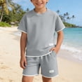 thumbnail image 4 of HAOTAGSBoys Outfit Sets, Short Sleeve T-Shirt & Elastic Waist Shorts with Pockets Summer Kids Fashion Clothes Gray Size 8, 4 of 7