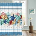 thumbnail image 3 of Fabric Shower Curtain, Ocean Starfish Seashell Coral Blue Striped Shower Curtains with 12 Hooks Waterproof Machine Washable Bath Curtains for Bathroom,36 x 78in, 3 of 6