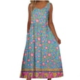 thumbnail image 3 of Gamivast Womens Summer Dresses Flattering Scoop Neck Sleeveless Midi Dresses Vintage Floral Print Bohemian Dress with Pockets A-Line Comfy Daily Wear, 3 of 5
