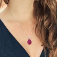 thumbnail image 4 of Gem Stone King 925 Sterling Silver Created Ruby and White Moissanite Pendant Necklace for Women (13.47 Cttw, Pear Shape 18X13MM, with 18 inch Chain), 4 of 4