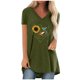 thumbnail image 2 of Puntoco Mujer Casual Tallas grandes Impresión Cuello en V Manga corta Camiseta larga Blusa top Puntoco Puntoco-5852, 2 of 5