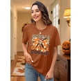 thumbnail image 4 of DEXIO Women's Thanksgiving Turkey Bow Graphic T Shirt, Short Sleeve Crew Neck Casual Holiday Tops, 4 of 5