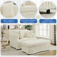 thumbnail image 6 of CKEASEAN 47.7'' Oversized Corduroy Chaise Lounge Chair indoor with Ottoman, Deep Seat Recliner Sofa, Soft Upholstered Reading Armchair with Pillows, Comfy Sleeper Chair for Living Room, Office, 6 of 9