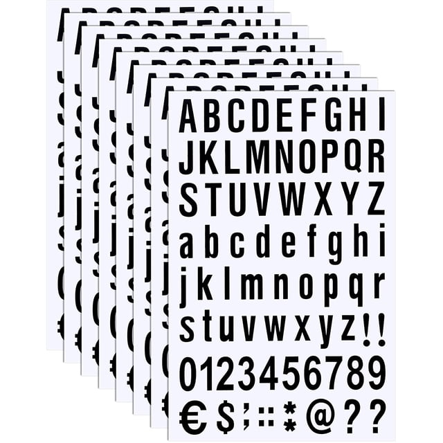 Kit de números de letras de vinilo autoadhesivo XCF 8 hojas negro 1 pulgada
