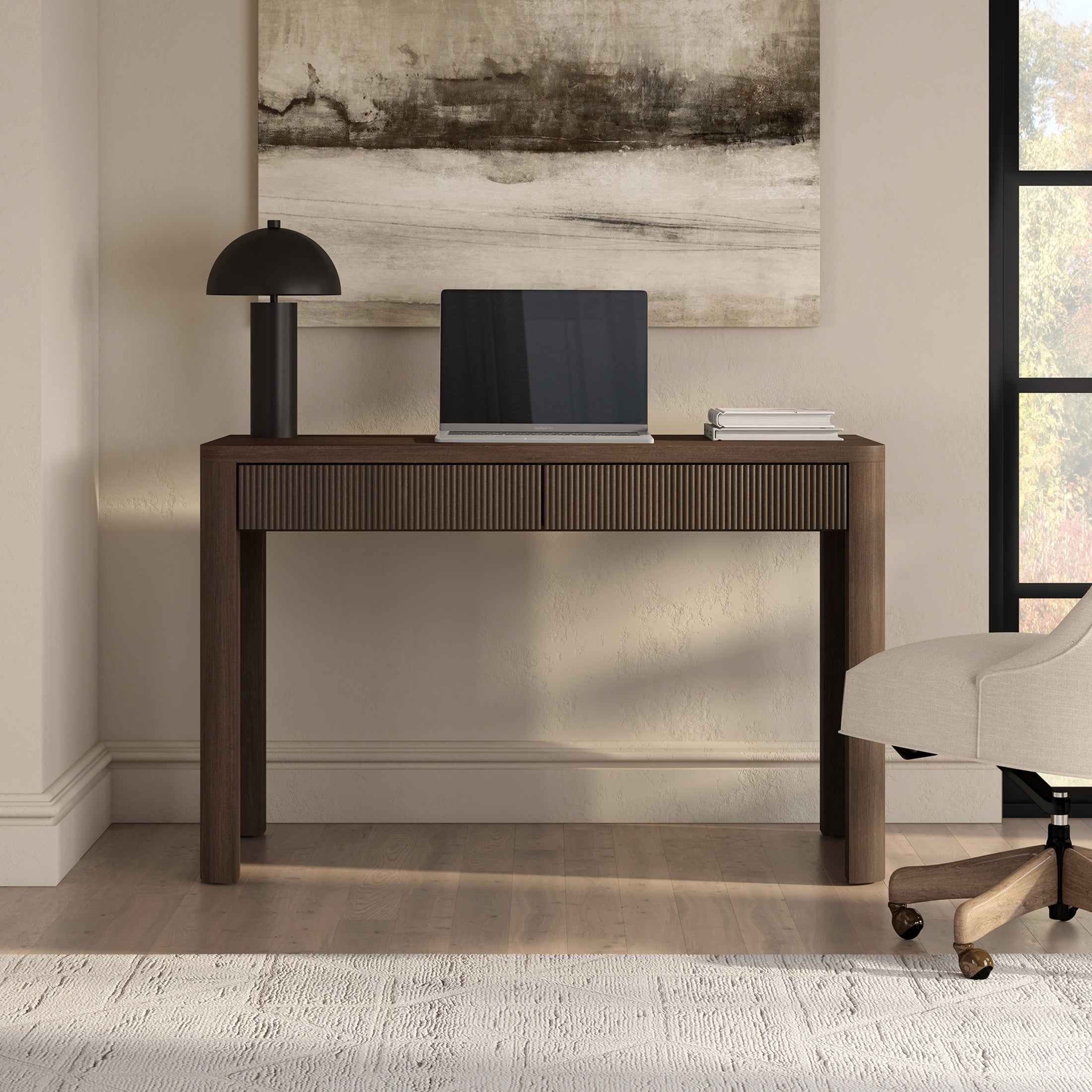 Evelyn&Zoe Modern/Contemporary 47.5" Wide Brown Oak Home Office