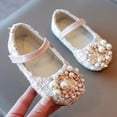 thumbnail image 3 of URMAGIC Kids Girls Pearls Rhinestone Wreath Dress Shoes Plaid Mary Jane Flat Shoes(5 Toddler-11 Little Kids), 3 of 9