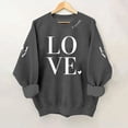 thumbnail image 2 of Valentine's Day Love Print Women's Hoodless Long Sleeve Crewneck Casual Pullover Top Soft Athletic Wearfor Daily Outfits Loose Womens Sweatshirts A-Dark Gray L, 2 of 5