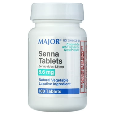 Senna Laxatives for Constipation 8.6 mg 100 Tablets | Generic for Senokot | Gentle Laxative | Constipation Relief for Adults | Natural Vegetable Laxative