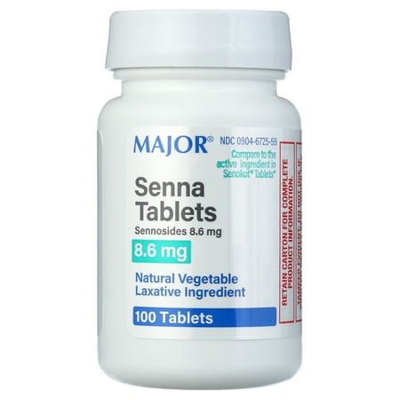 Senna Laxatives for Constipation 8.6 mg 100 Tablets | Generic for Senokot | Gentle Laxative | Constipation Relief for Adults | Natural Vegetable Laxative