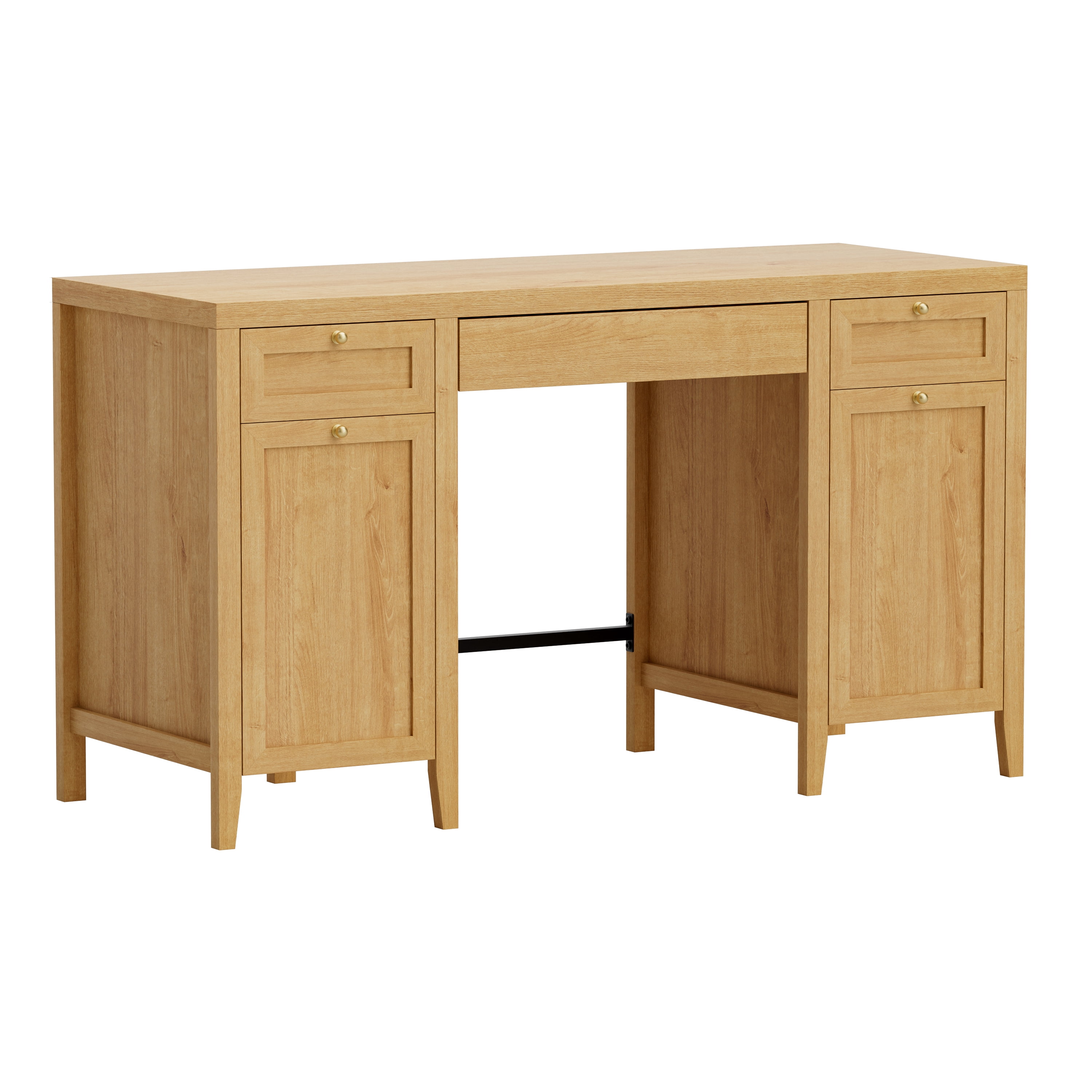 Joyyskill 52" Executive Desk with Storage Drawer, Farmhouse Home Office Desk with Storage Cabinet Wood Computer Writing Desk, Natural Oak