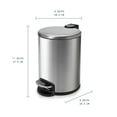 thumbnail image 3 of Acento 1.3 gal, Round Soft Close Premium Pedal Waste Bin for Bedroom, Bathroom, Home and Office, Step On Trash Can, Brushed Stainless Steel, 3 of 11