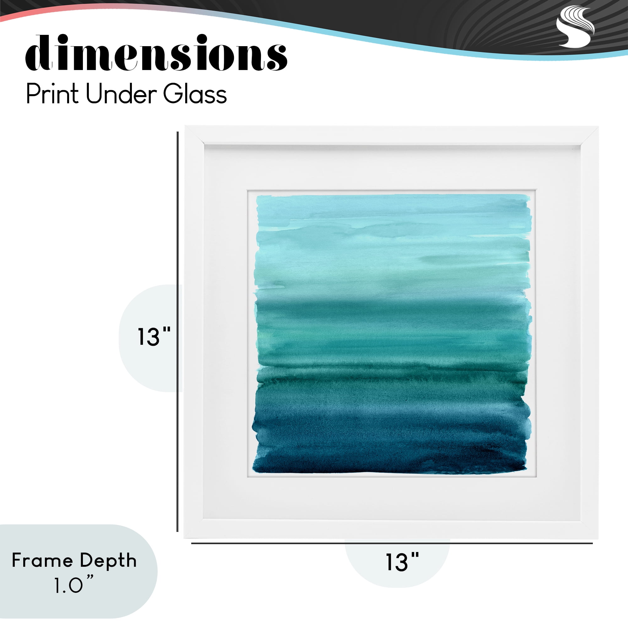 Stupell Industries Aqua Ombre Gradient White Framed Print Under Glass, design by Allie Corbin