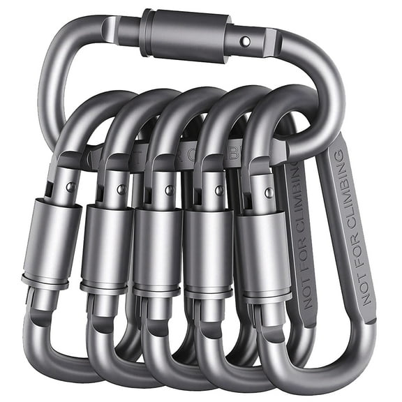 BLEEUS 6x Carabiner Keychain Outdoor Camp Aluminum Alloy D-ring Buckle Camping Supplies (Dark Grey)