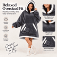 thumbnail image 2 of LuckyApr Wearable Blanket,Hoodie Blanket Oversized Sherpa Blanket for Adult(Dark Gray), 2 of 8