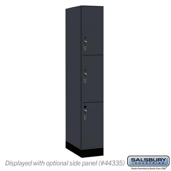 Salsbury Industries 43161CM 12 in. Wide Premier Wood Locker - Triple Tier - 1 Wide - 6 ft. High - 21 in. Deep - Carbon Mesh - Hasp