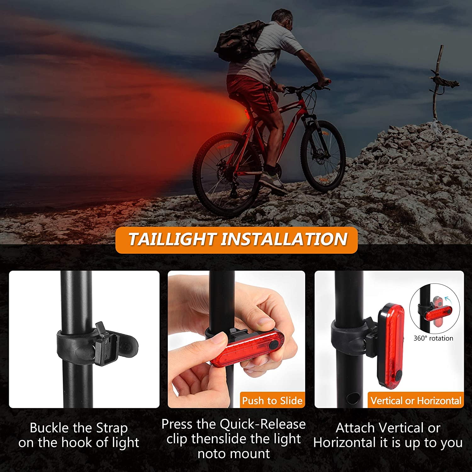 red-1pc blue-1pc Volcano Eye Rear Bike Tail Light 2 Pack,Ultra Bright USB Rechargeable Volcano Bicycle Taillights,Red High Intensity Led Accessories Fits On Any Road Bikes,Helmets. 