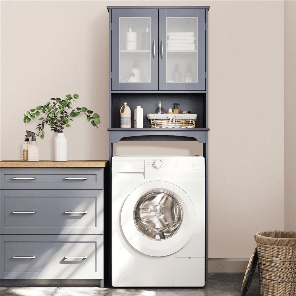 Renwick Free-Standing Toilet Storage Cabinet Bathroom Storage Rack with Open Shelf, Gray