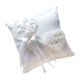 thumbnail image 1 of Almohada Para Anillo De Bodas, Doble Corazón Hueco Satén Encaje Perla Marfil Anillo De Bodas Cojín Para Portador Del Anillo Ceremonia De Fiesta De Boda Romántica En La Playa, Blanco, 1 of 5