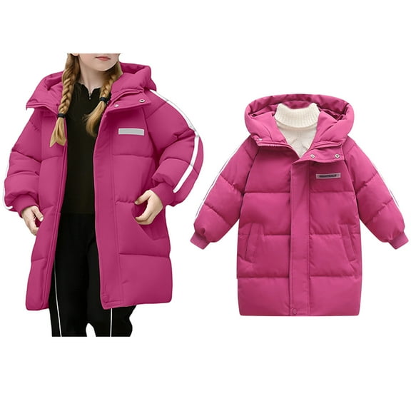 Toddler Winter Coat,Kids Puffer Jacket Mid-Length with Collar Hooded Warm Windproof Thick Parka Boys Winter Coat Size 4-5 Years
