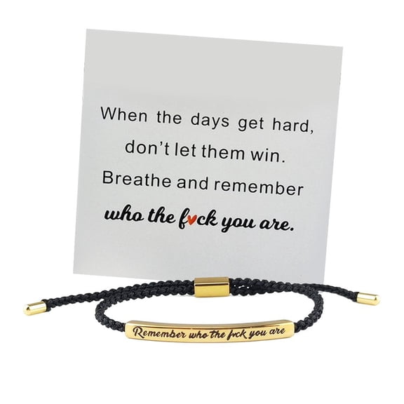 Jkapagzy Remember Who The You Are Motivational Strength Bracelet, Adjustable Handmade Braided Strength Bracelets For Women Men,String Bracele t for Family Friends Jewelry Gift