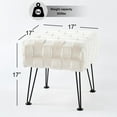 thumbnail image 6 of Home Soft Things Brick Textured Faux Fur Stool Chair, Upholstered Footrest Ottoman with Black Metal Legs and Padded Seat - White - 17''x17''x17'', 6 of 6