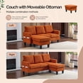 thumbnail image 3 of Ktaxon Convertible Sectional Sofa, L Shaped Couch with Storage Ottoman, Corduroy 3-Seater Couch for Small Space Living Room Orange, 3 of 8