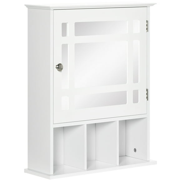 kleankin Bathroom Mirror Cabinet, Wall Mount Medicine Cabinet w/ 3 Shelves