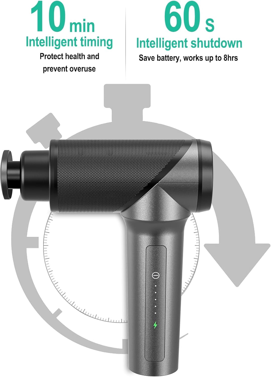 Massage Gun - High Intensity Brushless Motor, Handheld Percussion Deep Tissue Massager with 6 Massage Heads for Sore Muscle and Stiffness, Valentines Day Gifts (Gray)