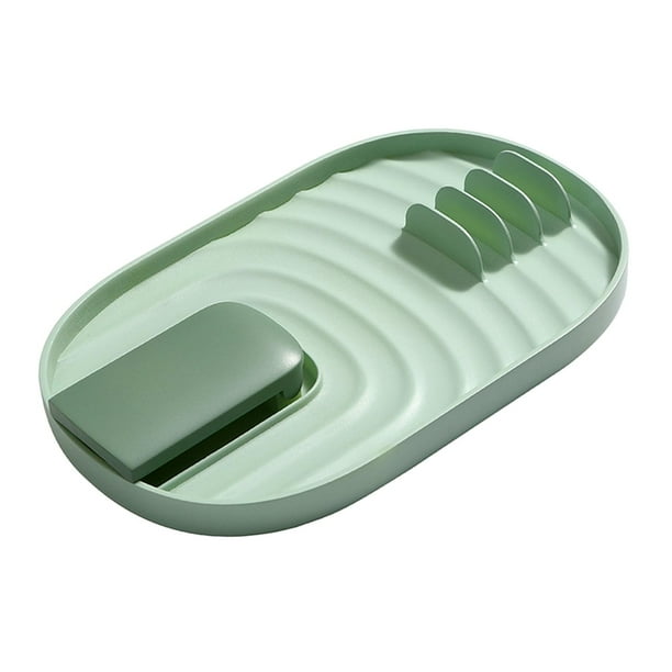 Soporte para tapa de sartén, espátula, cucharón, pinzas y reposacucharas, organizador de tapa de estante para cocina Verde