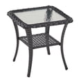 thumbnail image 3 of Gymojoy Outdoor Side Table with Storage Wicker Patio Side Table, Tempered Glass Top End Table for Balcony Porch Deck,Black, 3 of 8