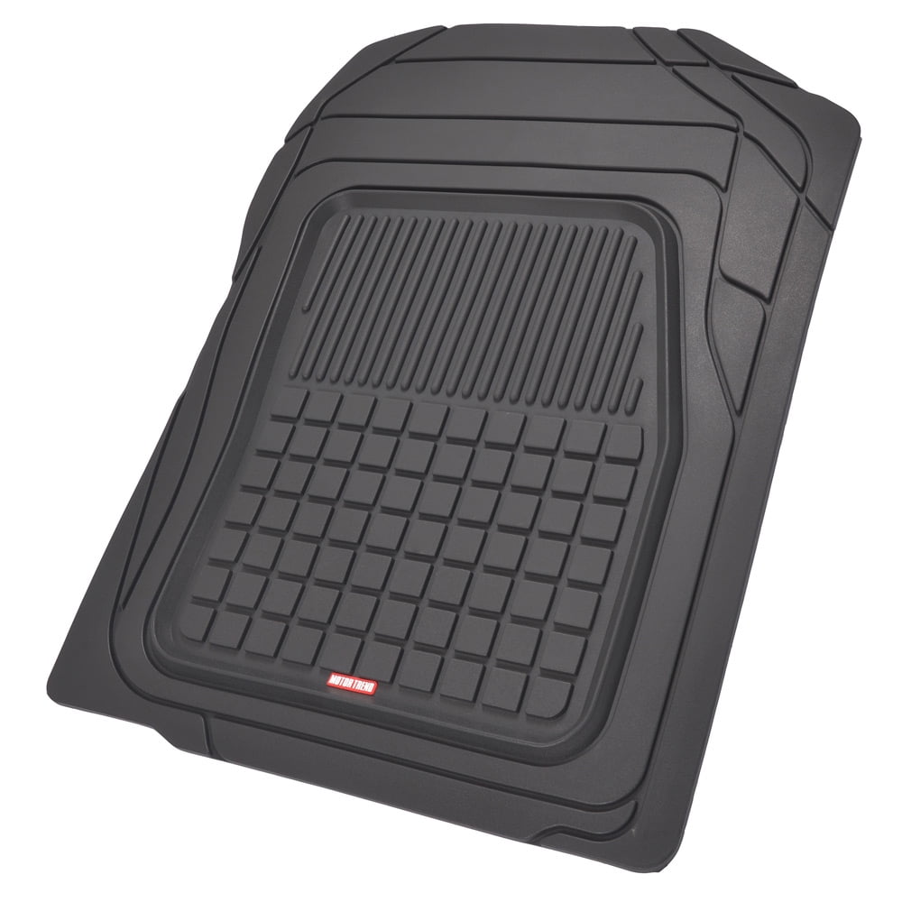 BDK Performance Plus Rubber Car Floor Mats - Heavy Duty Semi-Custom Fit (Black) - All Weather Protection Mat