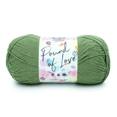 UPC: 0842093130130 | Lion Brand Yarn Pound of Love Olive 1 Pound Medium Premium Acrylic Green Yarn 1 Pack