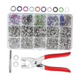 thumbnail image 1 of Kit de botones a de 0,37 pulgadas, herramienta para manualidades, 10 colores, espárragos de punta con alicates de sujeción, 200 juegos para, 1 of 9