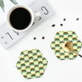 thumbnail image 4 of Picia Turtle On Skateboard Printed Leather Coasters for Drinks, 4" Drink Coasters Set of 4 for Tabletop Protection, Handmade Luxurious Home Décor and Housewarming Gift -Hexagon, 4 of 6