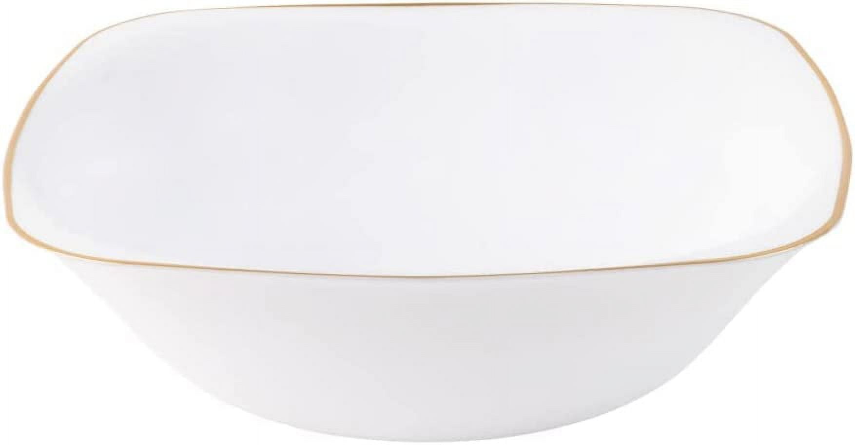 (10 PACK) EcoQuality 16 oz White Plastic Square Bowls with Gold Rim - Disposable Plastic Soup Bowls, Heavy Duty Plastic Salad Bowls, Dessert Bowl for Baby Showers, Weddings, Birthday Party